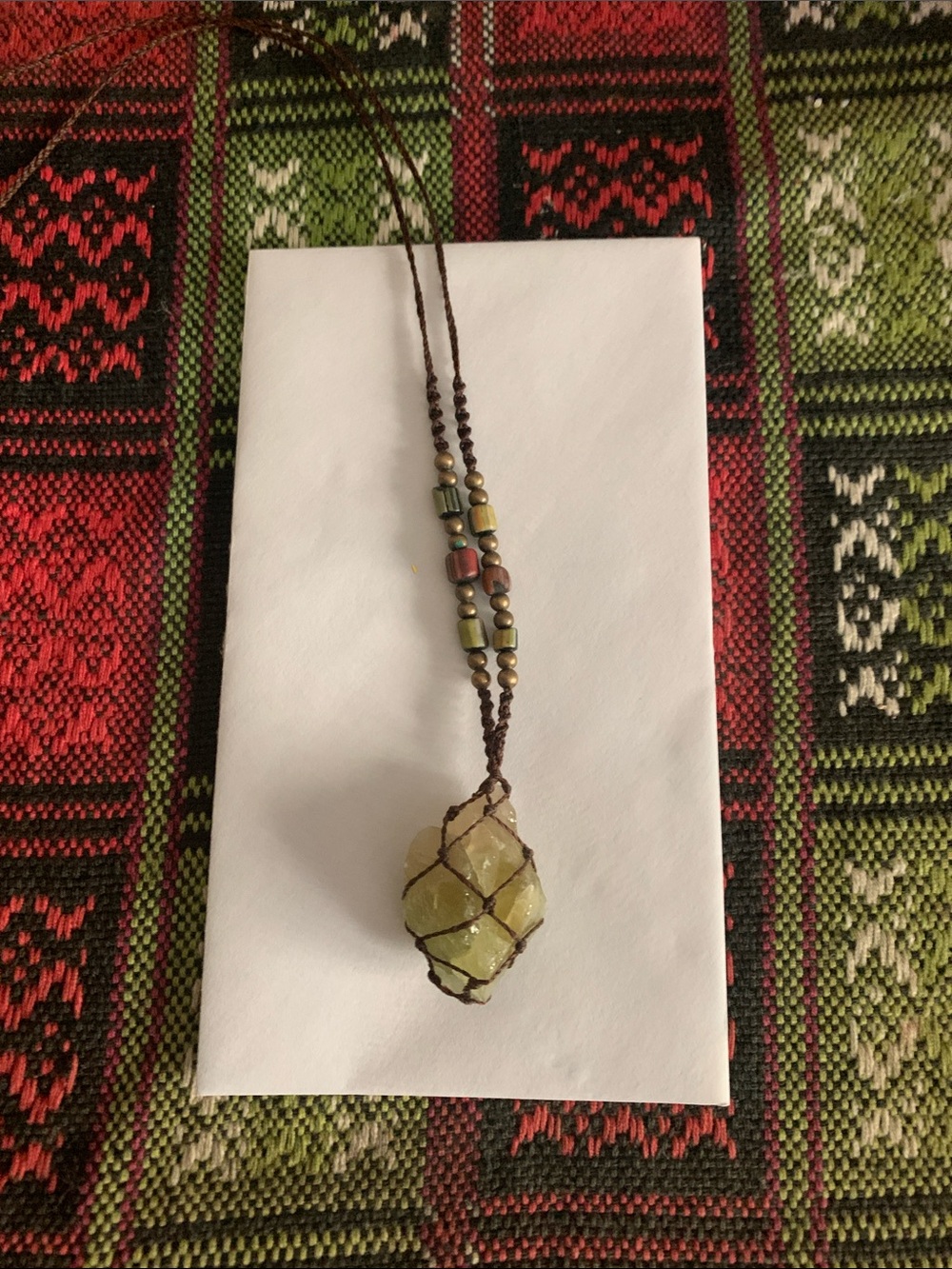 Handcrafted Green Stone Pendant Necklace